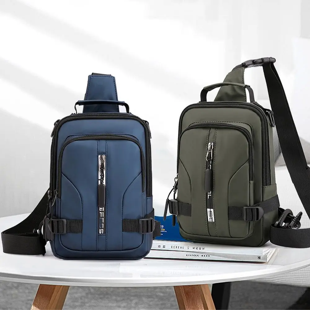 Side USB Charging Port Rucksack Pack Water Proof Men Small Backpack Nylon Crossbody Bag Travel Shoulder Bag Messenger Chest Bag