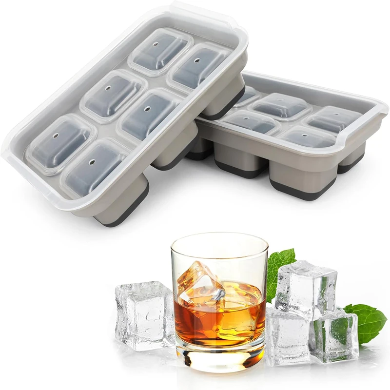 

Big Ice Tray Mold, 8Grid Ice Making Box, Food Grade Silicone Reusable Stackable Ice Cubes Mould Manufacturer, Hot Selling