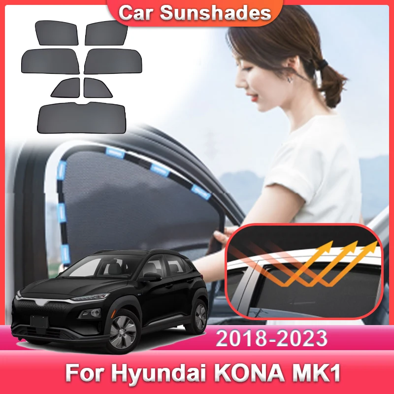 

Car Mesh Sun Visor For Hyundai KONA Encino OS 2018~2023 MK1 Sunshade Covers Sunscreen Light blocking Curtains Privacy Auto Parts