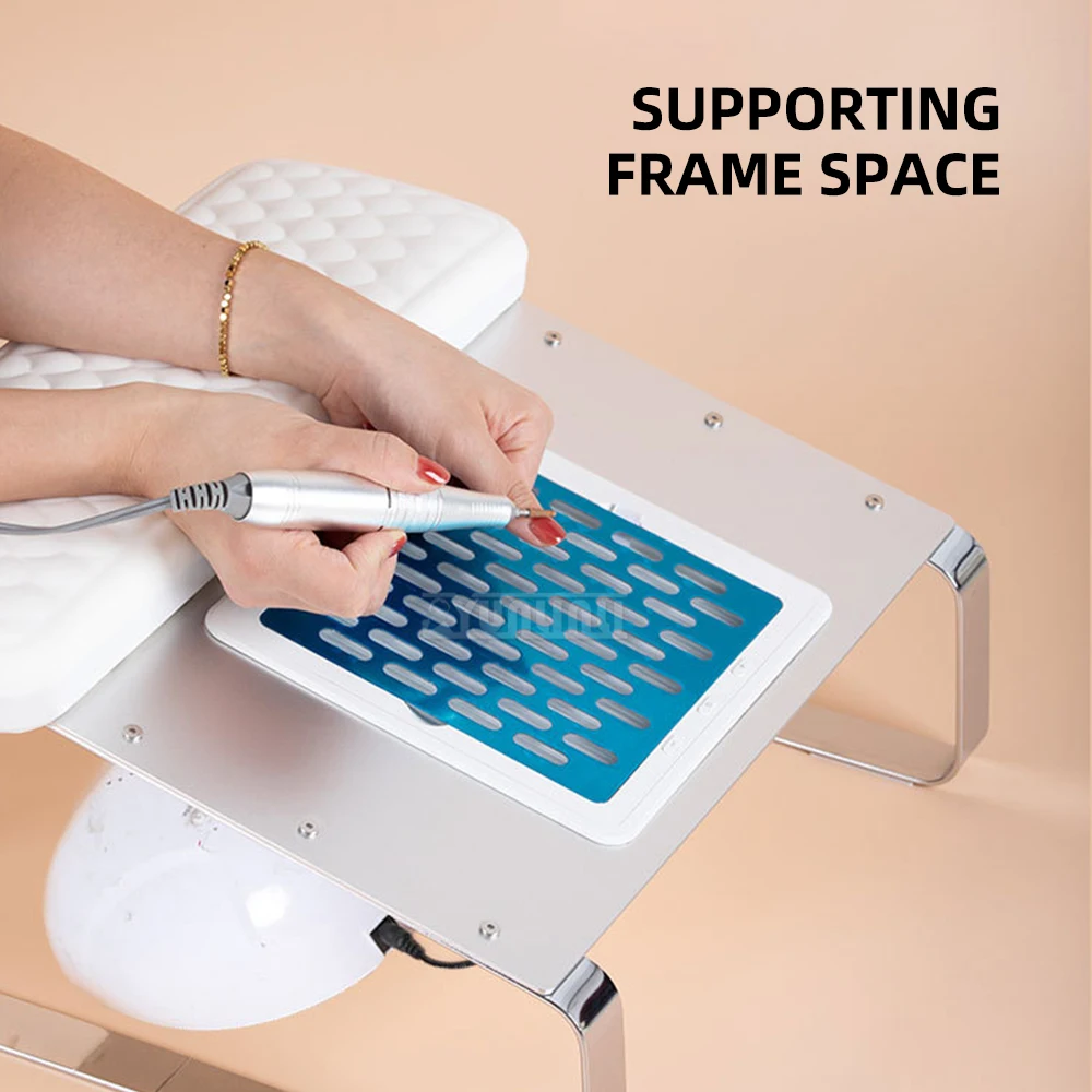 Portable 3-in-1 Mini Folding Beauty Nail Tool Table Adjustable Dust Collector Salon Armrest