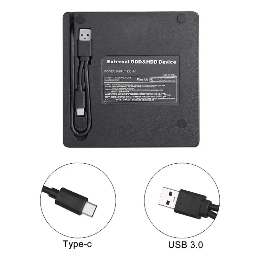 USB 3.0 Typ-C CD-Player DVD-Brenner 2-in-1 Externes Optisches Laufwerk Tragbares CD-RW DVD-ROM Schreibgerät Lesegerät Aufnahmegerät für PC Laptop – Detail 6