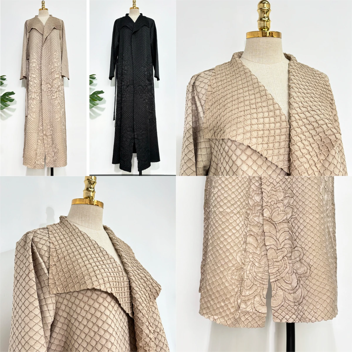 

Miyake Pleated Autumn Embroidered Pleated Robe 2025 New Design Sense Temperament Commuter Middle East Lengthened Trench Coat