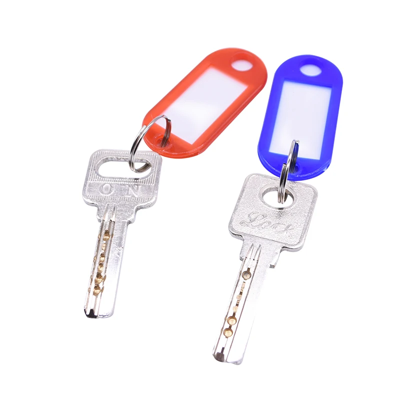 50pcs/lot Colorful Plastic Keychain Key Tags label Numbered Name Baggage Tag ID Label Name Tags With Split Ring