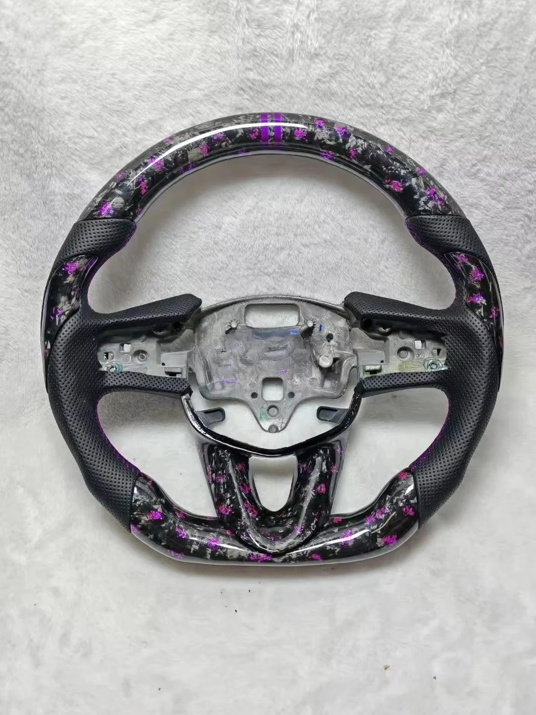 Steering Wheel - Carbon Fiber Construction, Orange Perforated Leather, Comfort Upgrade for Daily City Commuting