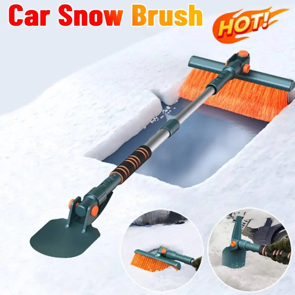 1 Set Car Snow Brush Ergonomic Grip Car Windshield Ice Scraper Shovel Extendable Snow Removal Brush Scraping Tool with Foam Grip