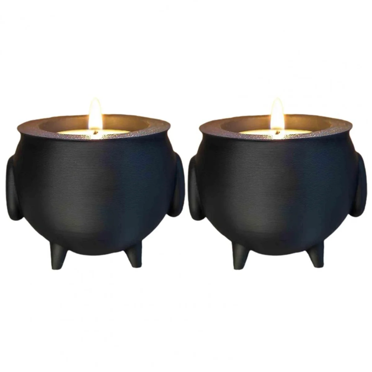 Cauldron Tea Light Holder Halloween Spooky 3D Printed Black Witch Jar Candle Holder Festival Partys Desktop Decoration A