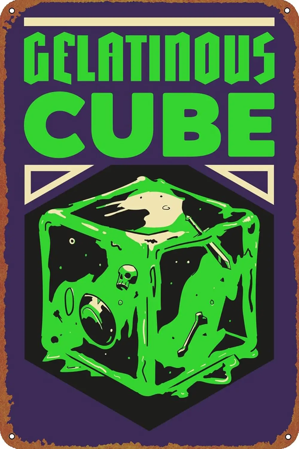 1p,Gelatinous Cube Poster Video Game Tin Metal Sign Vintage Wall Plaque Decor  Inch