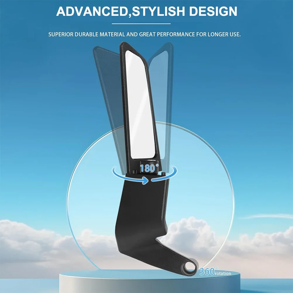 Motorcycle Rear View Mirrors Universal 360° Rotating Stealth Wind Wing Side Mirrors Wide Angle Rearview Mirror Motorcycle Decor