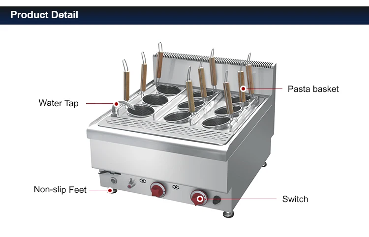 Commercial Electric Counter Top Pasta Cooking Machine With 9 Baskets for Gas Noodle Cooking for Hotels and Restaurants