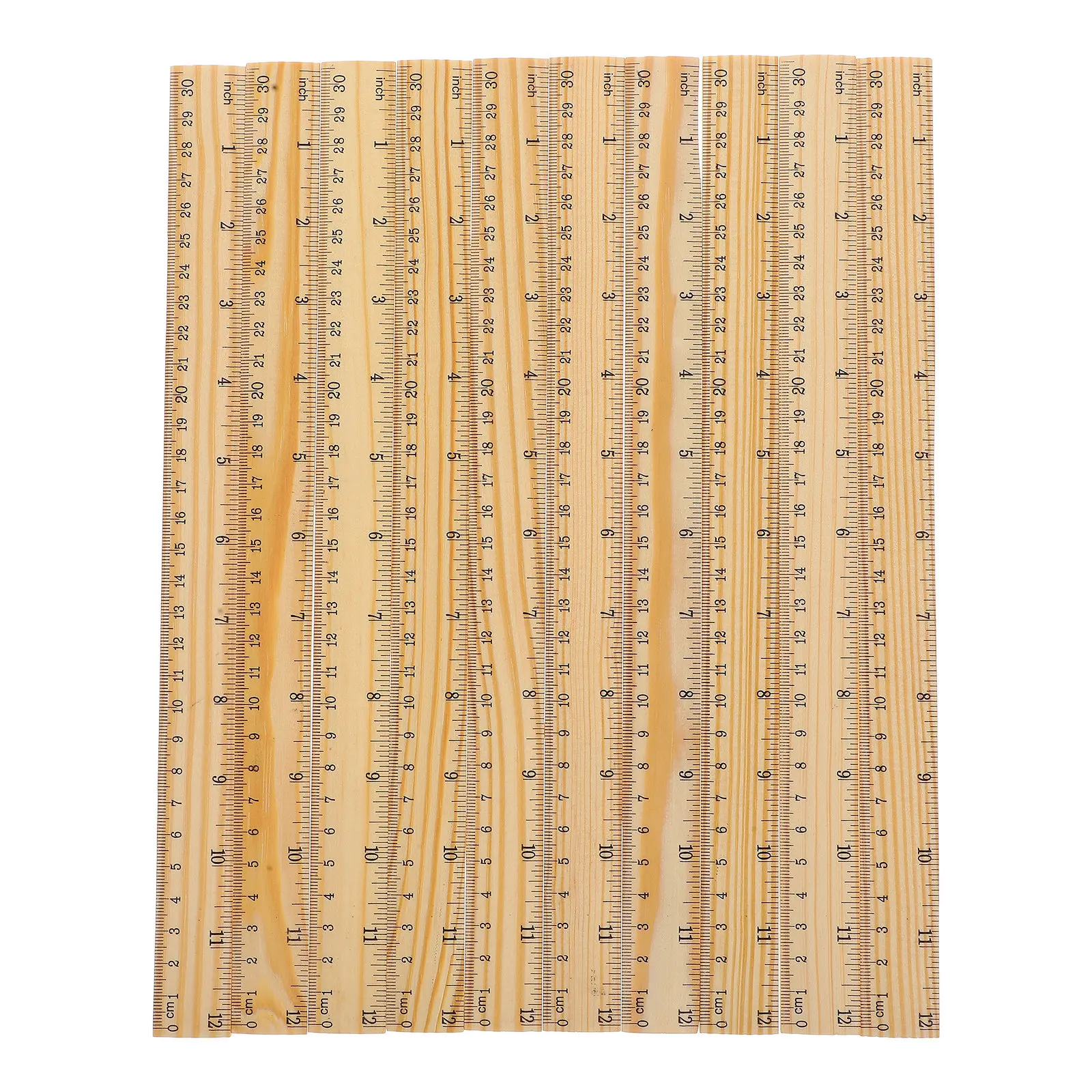 10Pcs Wooden Rulers Dual Scale High Accuracy Measuring Tools for Office School Quilting Crafts Art