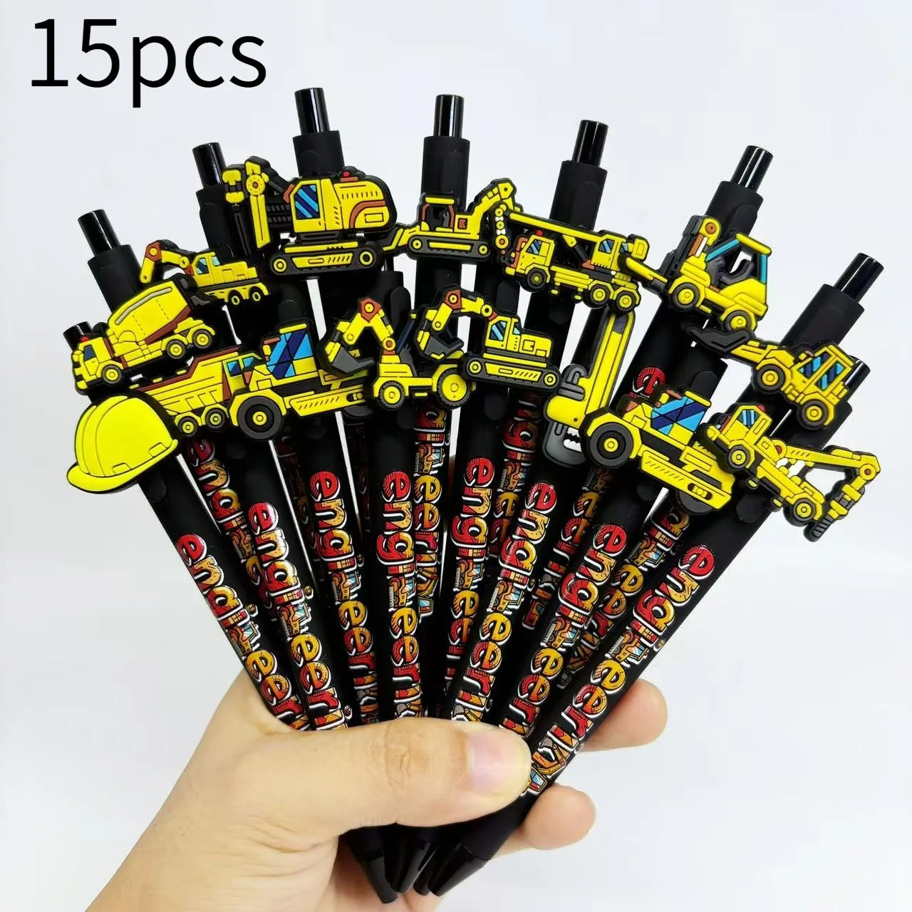 

15pcs Creative Engineering Theme Printed Ballpoint Pen Engineering Car Series Writing Gift Pen for Students and Teachers
