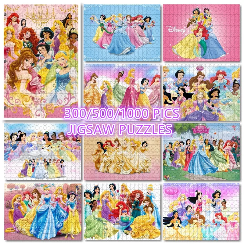 Pink Disney Princess Jigsaw Puzzle Cartoon Fantasy Disneyland 300/500/1000 Pieces Puzzles for Adults Custom 5D Decorative Crafts