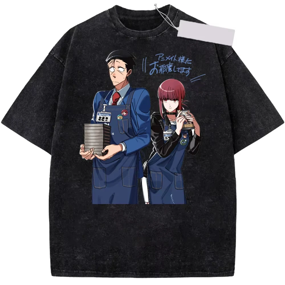 Hot Sale Anime Sasaki Yamada Smoking Behind The Supermarket with You Wash Graphic T-shirt Y2K Unisex Vintage Oversized T-shirt