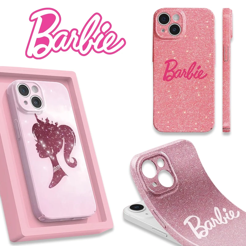 Barbie Cute Phone Case for IPhone 15 14 13 12 11 Pro Max XR XS Max Cartoon Girls Soft Shell Shock Proof Protective Cover Gift