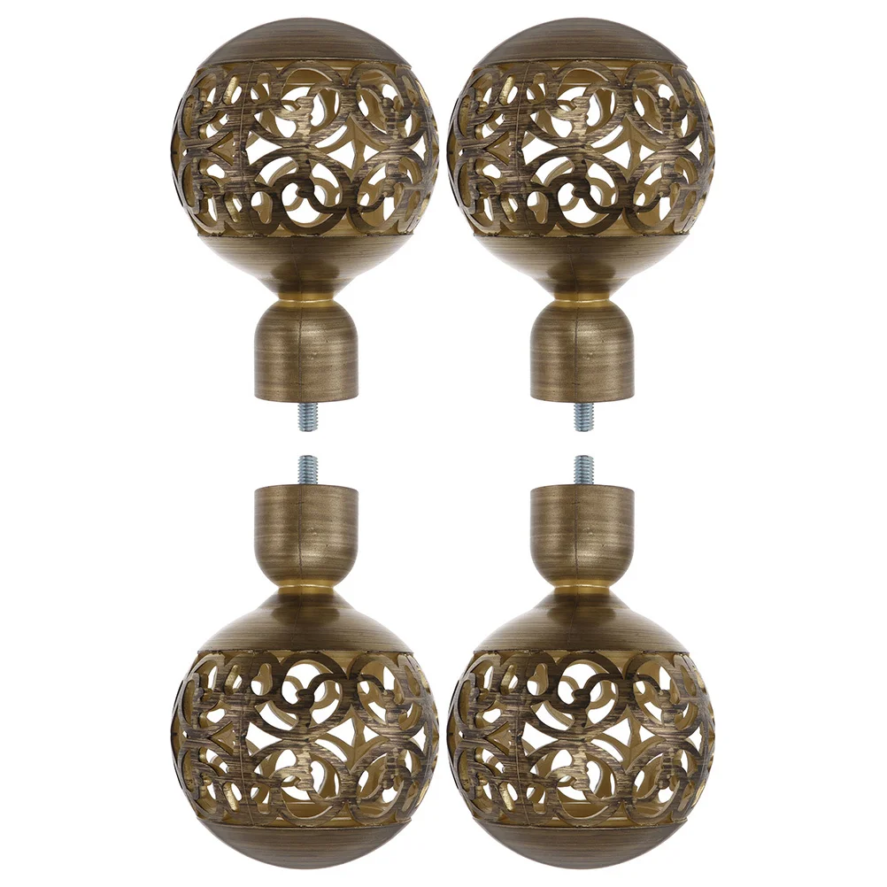

4pcs Decorative Curtain Finials Black Abs Wear-Resistant Household Curtain Ends Professional Pole Caps Home Office Decoration