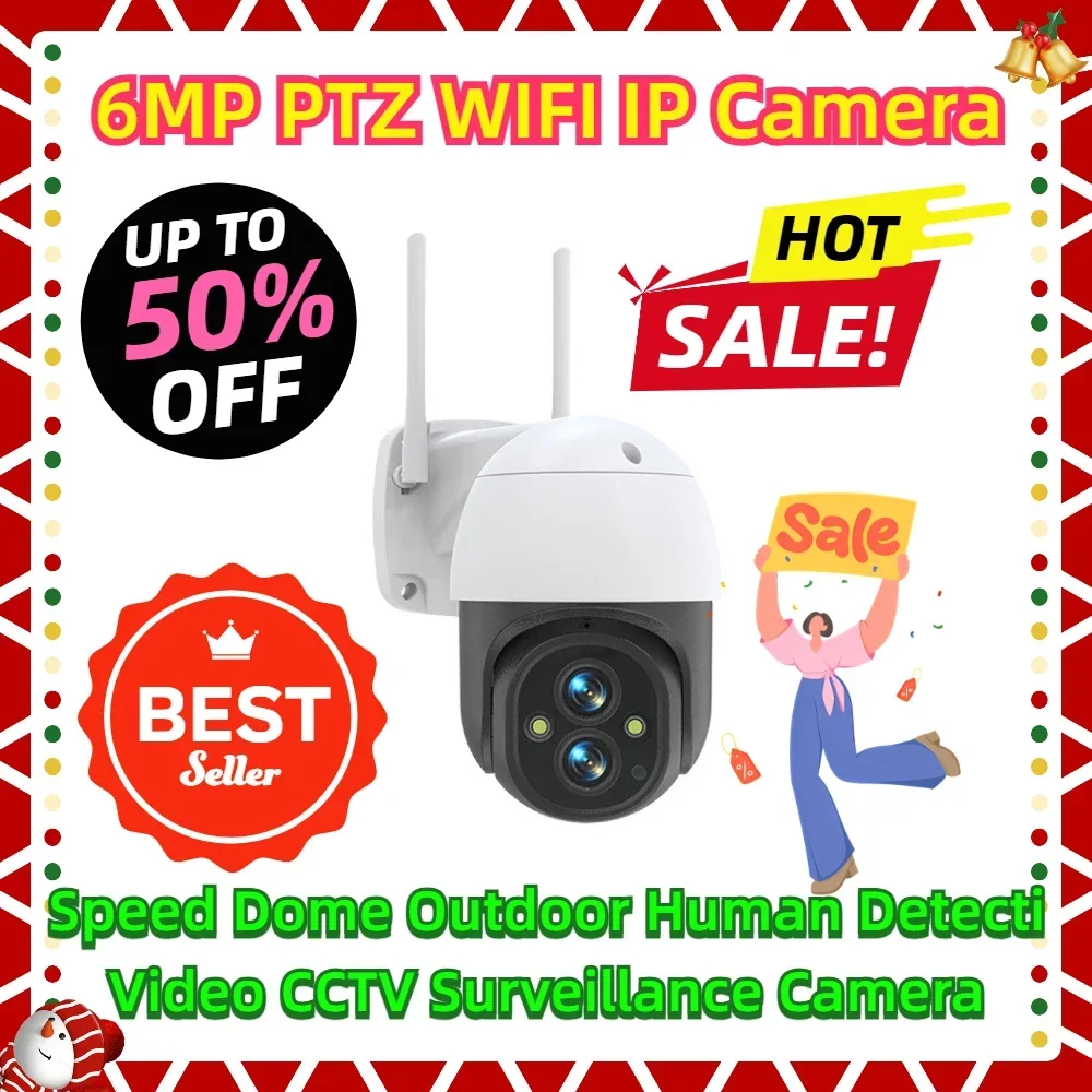 Speed Dome Outdoor Human Detecti Video CCTV Surveillance Camera 6MP PTZ WIFI IP Camera