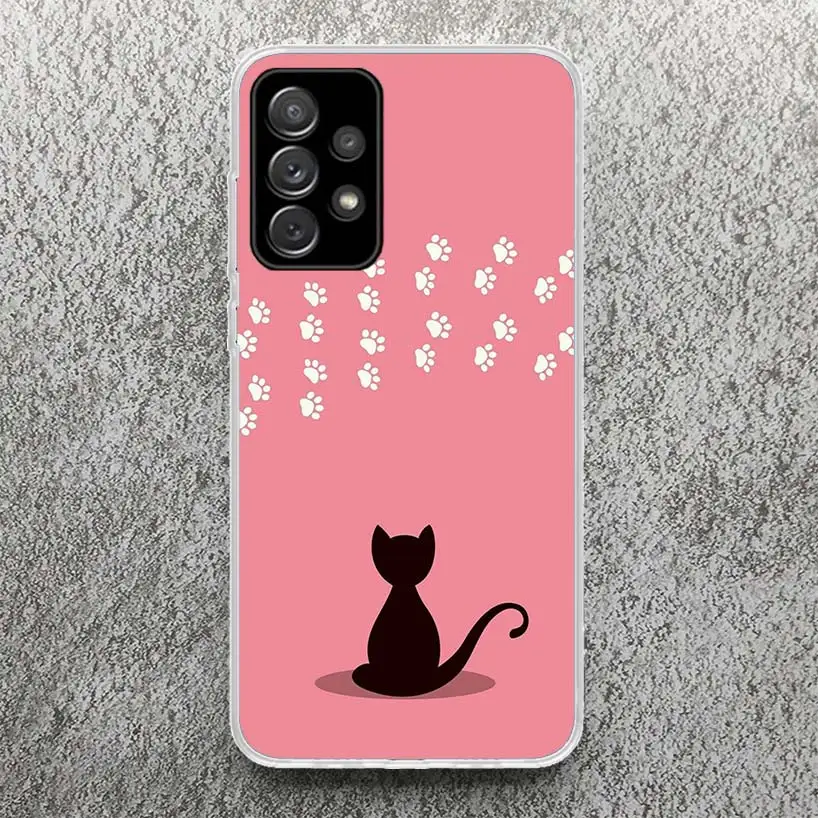 Cat Footprint Funny Paw Cute Phone Case for Samsung Galaxy A14 A54 A15 A55 A13 A53 A12 A52 A25 A35 A24 A34 A23 A33 A22 A32 A04S