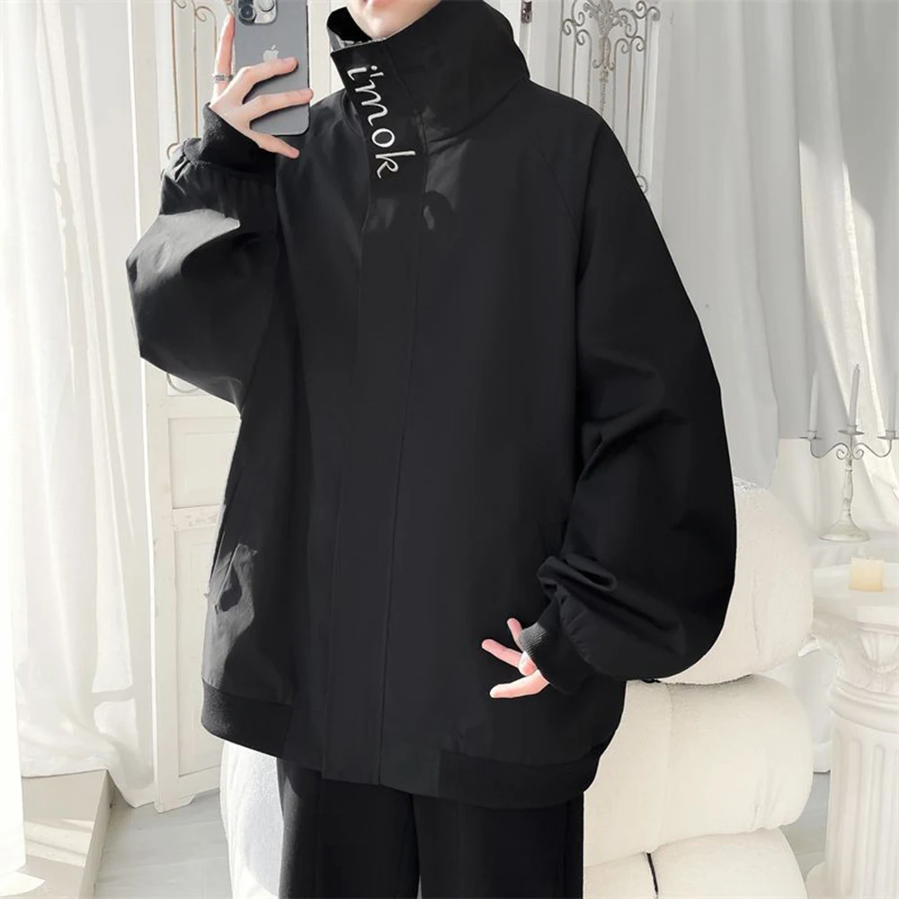 

M-5XL Winter Men's Embroidered Stand Collar Jacket American Retro Fashion Trendy Street Hip Hop Loose Casual Niche Men's Top