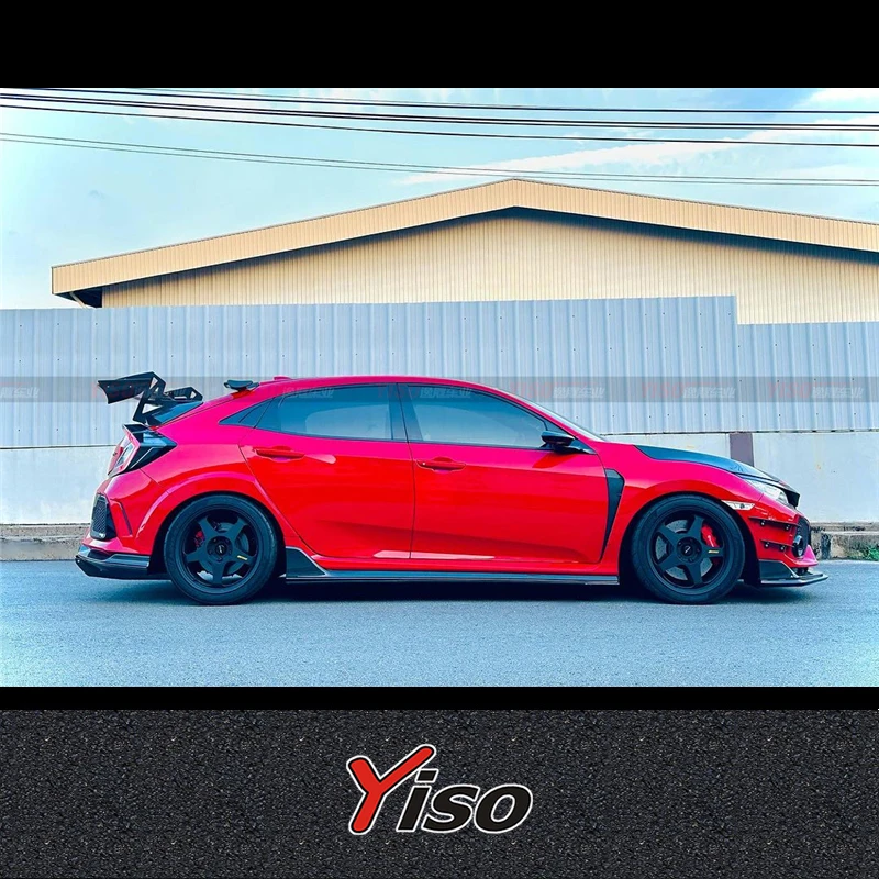 For Civic Type-R FK8 Varis-style Carbon Fiber Glass Side Skirt Set Trim Body Kit FK8 Type R VARIS Side Splitter