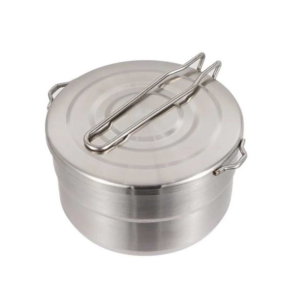 Outdoor Cooking Set Camping Pot Foldable Handle Design Energy Saving Base Foldable Handle Cooking Pot For Camping Trips