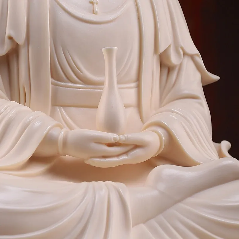 PYH Dai Yutang jade yellow ceramic lotus Guanyin Buddha statue is Guanyin Bodhisattva statue ornament