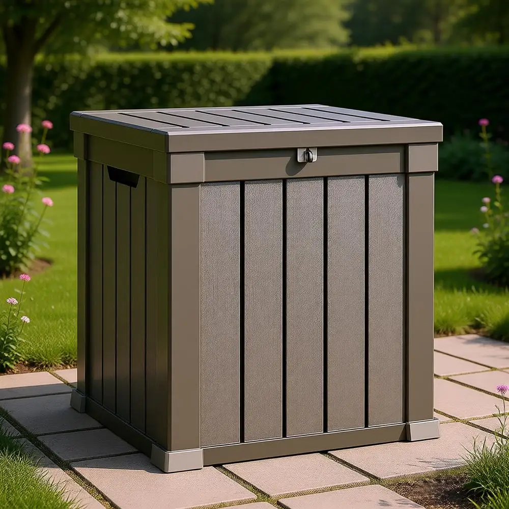 Contenedor de Almacenamiento Exterior, 51 Galones, con Cierre y Asas Laterales, Resistente a la Intemperie, Ideal para Cojines de Patio, Artículos de Piscina y