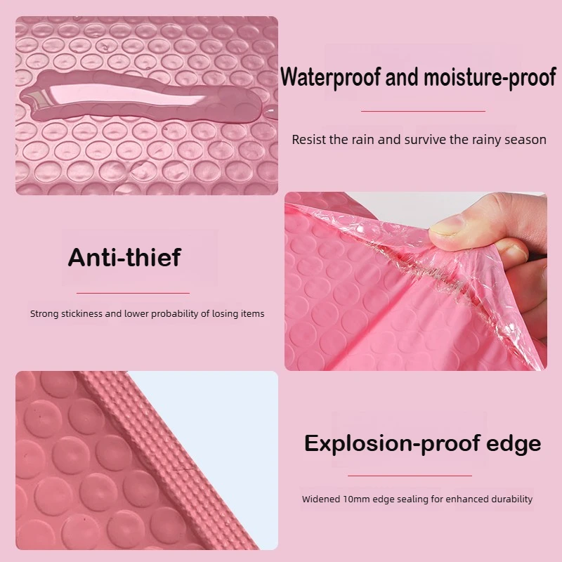 100/1 pçs rosa poli bolha mailers envelopes acolchoados auto selo envelopes acolchoados sacos de presente embalagem envelope material escolar