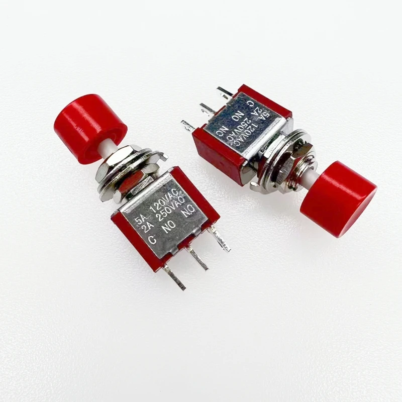 2Pcs 3Pin C-NO-NC 6mm Mini Momentary Automatic Return Push Button Switch ON-(ON) 2A 250V AC/5A 120V AC Toggle Switch Wholesale