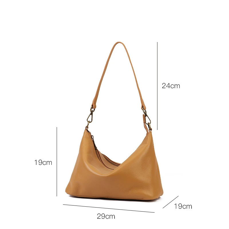 High Quality Soft Cowhide Lady Women Full Grain Vegetable Tanned Genuine Leather Handbag Shoulder Bag Female Purse Black Brown