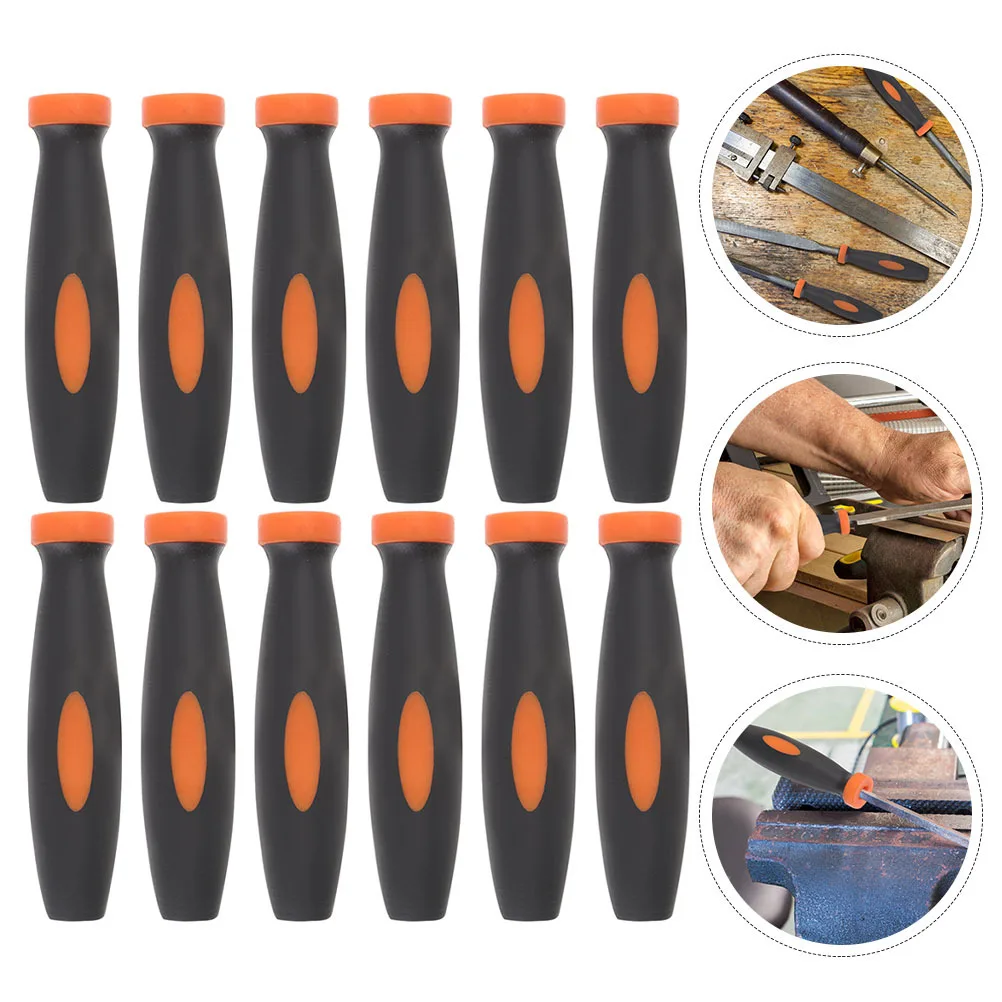 

12Pcs File Handle Two Color Rubber Grip Ergonomic Design High Impact Resistance for Woodworking Files Metal Chainsaw and Cutting