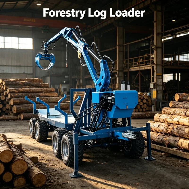 Factory Price Hydraulic Timber Log Wood Trailer with Crane Grapple Loading Wagon Remolque