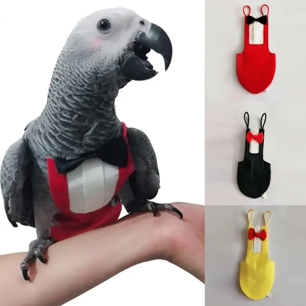 Adjustable Parrot Flight Suit Cosplay Western Style Bird Nappy with Bow Tie Soft Comfortable Parrot Diapers for Photo Props
