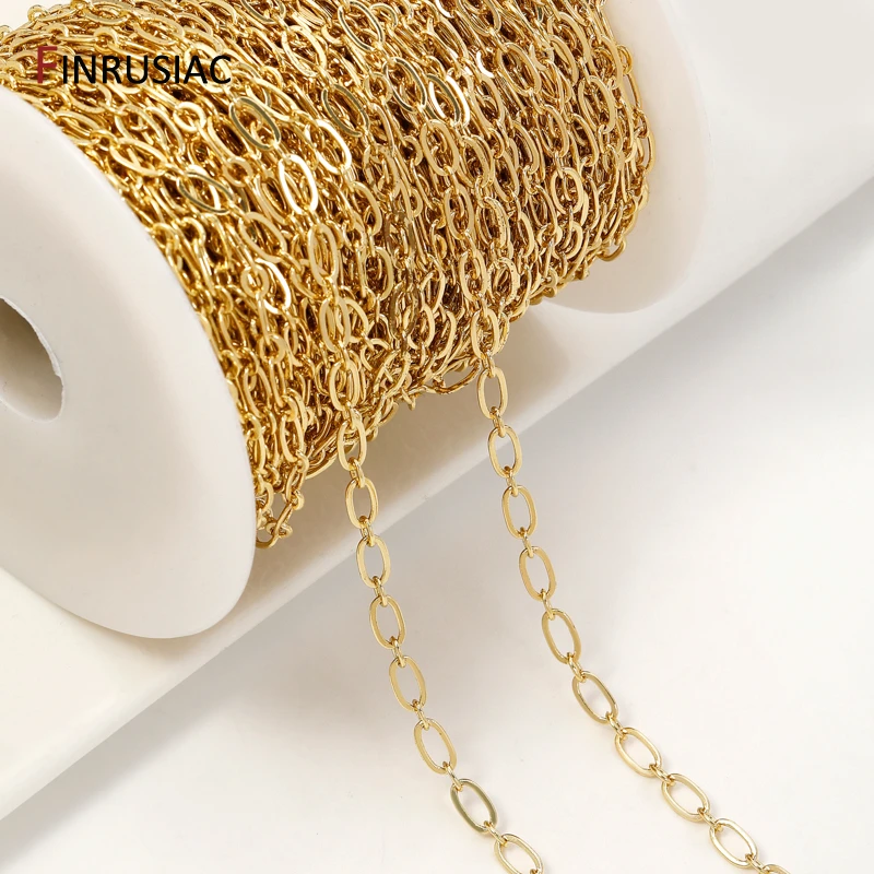

14K Gold Plated Brass Round Cable Link Necklace Chains,DIY Jewelry Spool Chains Necklace Bracelet Making Accessories