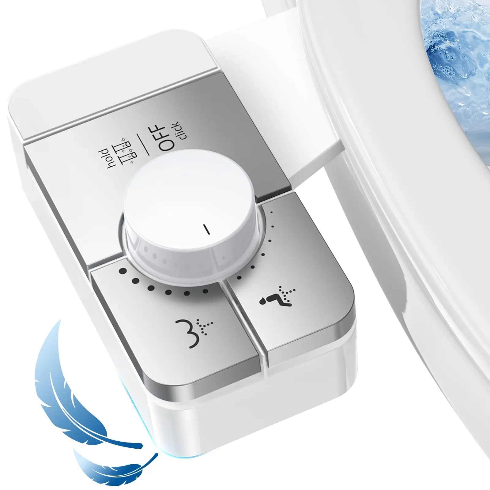

Bidet Attachment for Toilet, Non-Electric Bidet Ultra-Slim Dual Nozzle (Feminine/Rear Wash), Adjustable Pressure Control