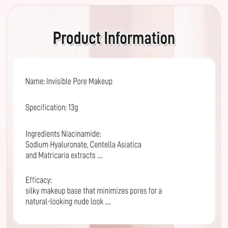 Soft Focus Moisturizing Lotion Invisible Pores Sticky Cream Milk Waterproof Brightening Complexion Concealer primer