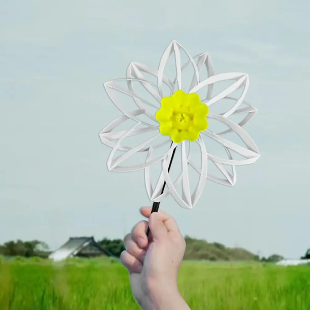 Rotierender Sonnenblumen-Windspinner, kein Widerstand, mit Pfählen, Narzisse-Windmühle, Ornament, manuelle Windmühle für den Außenbereich