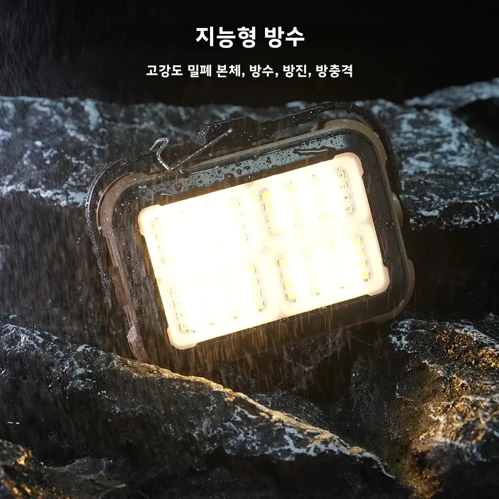 Solar Magnetic Work Light 1600lm 1800mAh Portable Camping Lantern with Hook USB C Charging Emergency Light Powerful Working Lamp