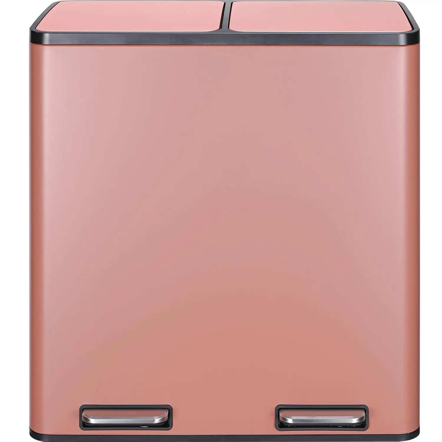 

AthLike 60L(16 Gal) Dual Trash Can Stainless Steel Kitchen Garbage Can Double Compartment Classified Rubbish Bin Handle Pink