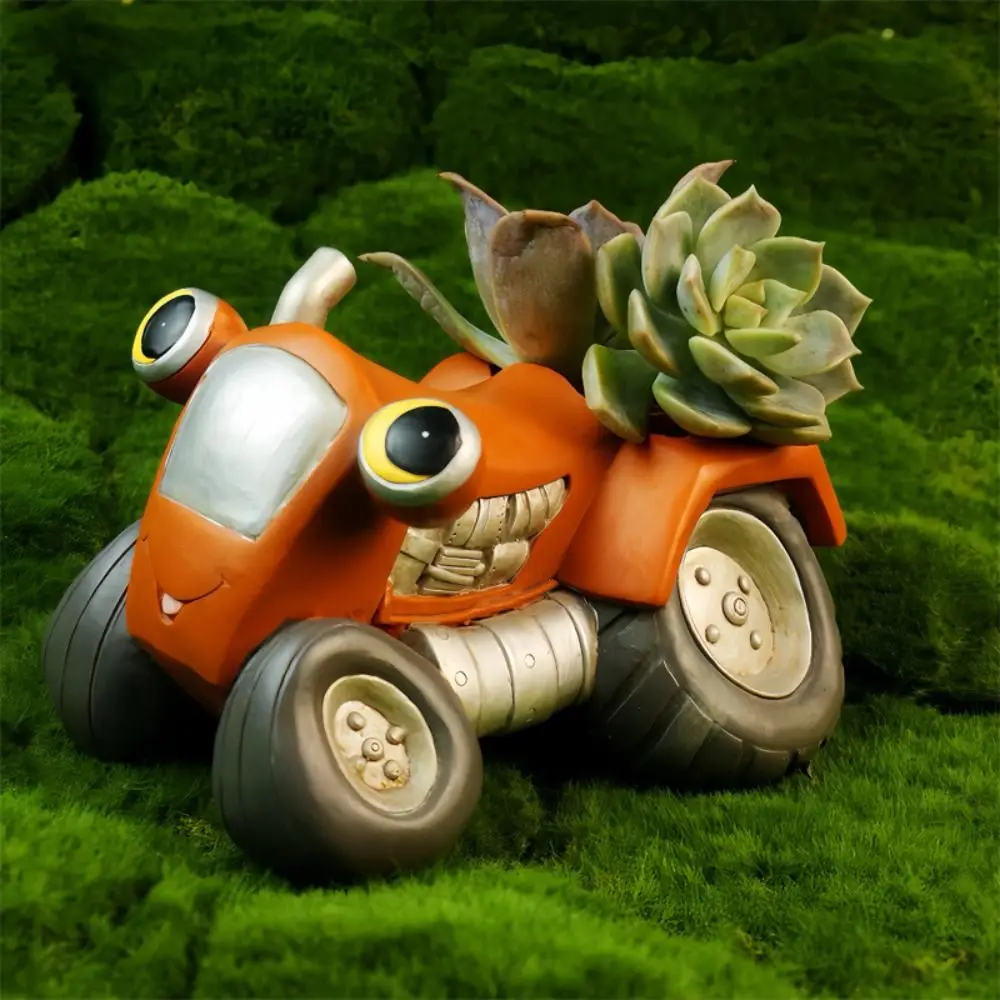 

Car Shaped Succulent Flower Pot All Weather Resistant Resin Cute Succulent Plants Pot with Drainage Holes Retro