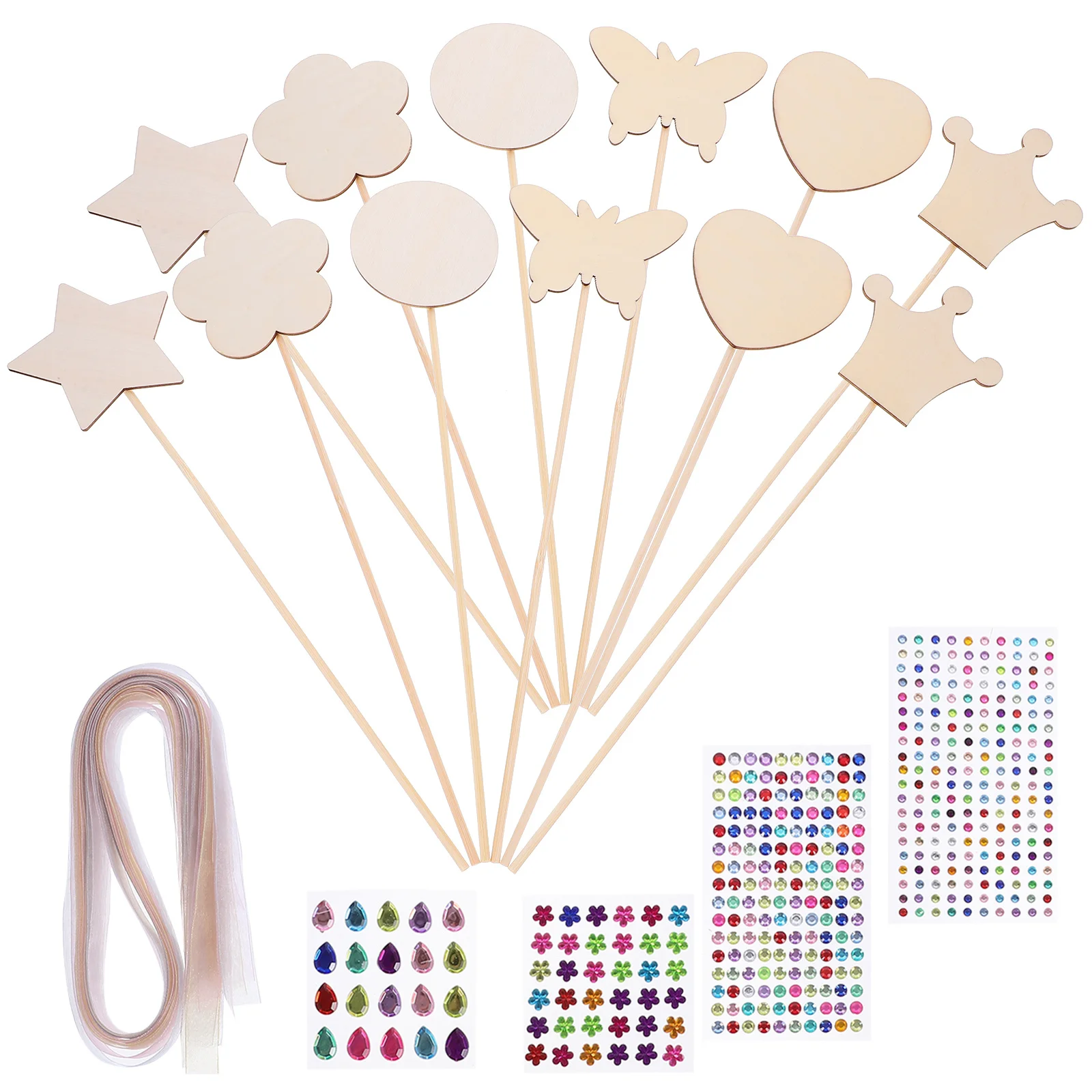 مجموعة واحدة من عصا الجنية الفارغة الخشبية التي يمكنك صنعها بنفسك من أعواد الرسم للأطفال، مجموعة أنشطة فنية تعليمية لمشروع الخيال #3