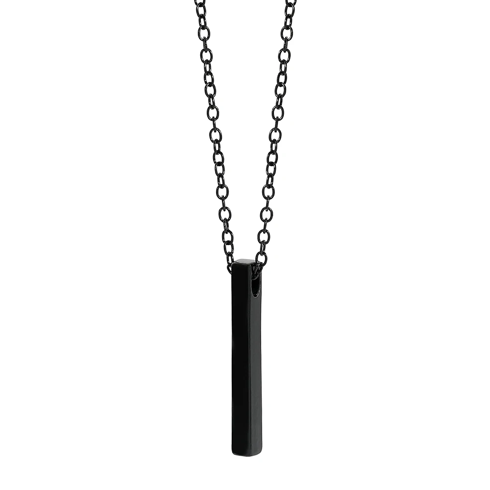 High-Quality Glossy Cubic Column Pendant Necklace Men Women Simple Fashion Hip Hop Dimensional Long Jewelry party Gift