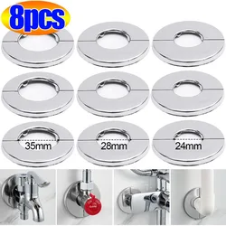 Aço inoxidável torneira capas decorativas, chuveiro Water Pipe Wall Hole Covers, tampa redonda auto-adesiva, Fontes do banheiro, 1Pc, 8 Pcs