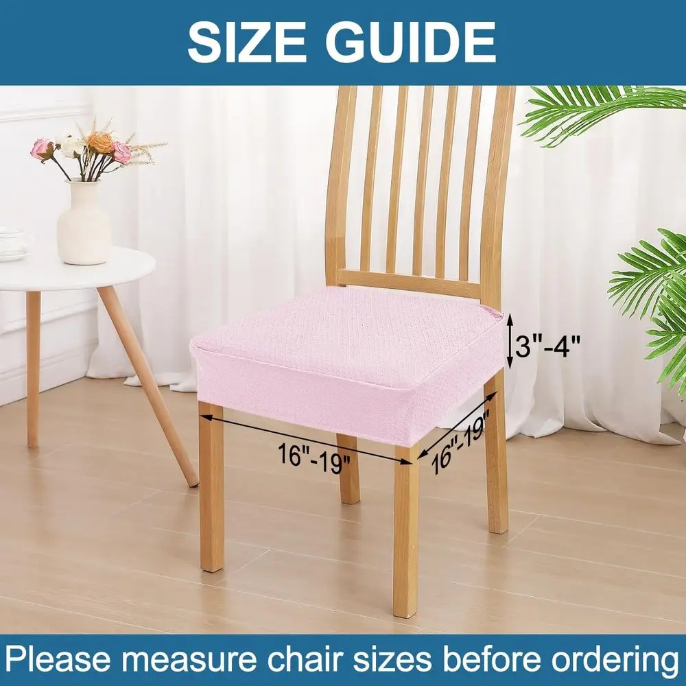 مجموعة من 8 أغطية مقاعد مقاومة للماء لكراسي تناول الطعام، جاكار مطاطي، قابل للإزالة والغسل، وردي
