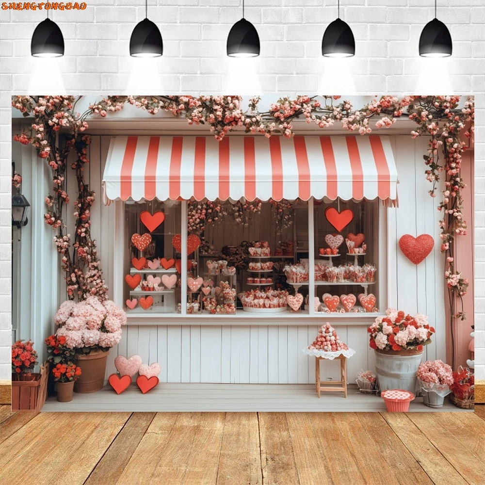 발렌타인 데이 로맨틱 캐빈 사진 배경, 장미 꽃 디저트 샵, 결혼식 생일 파티 장식, 사진 배경