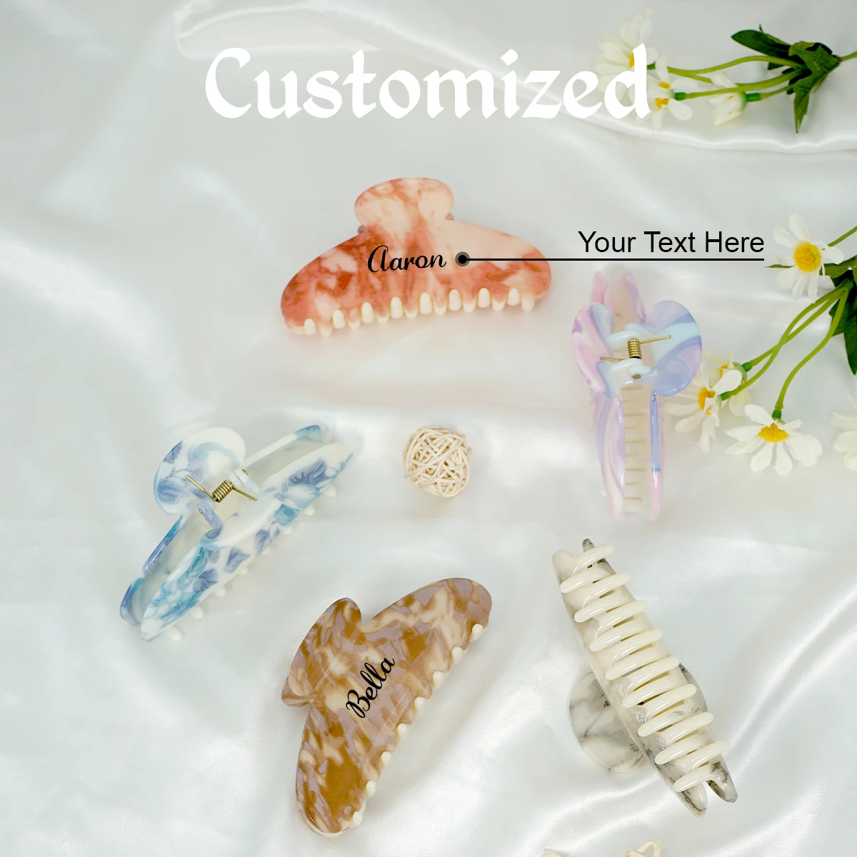 Custom Logo Elegant Hair Claw Customizable Name Personalized Clip Custom Hair Claw Bridesmaid Gift Hairclips Hair Accessories