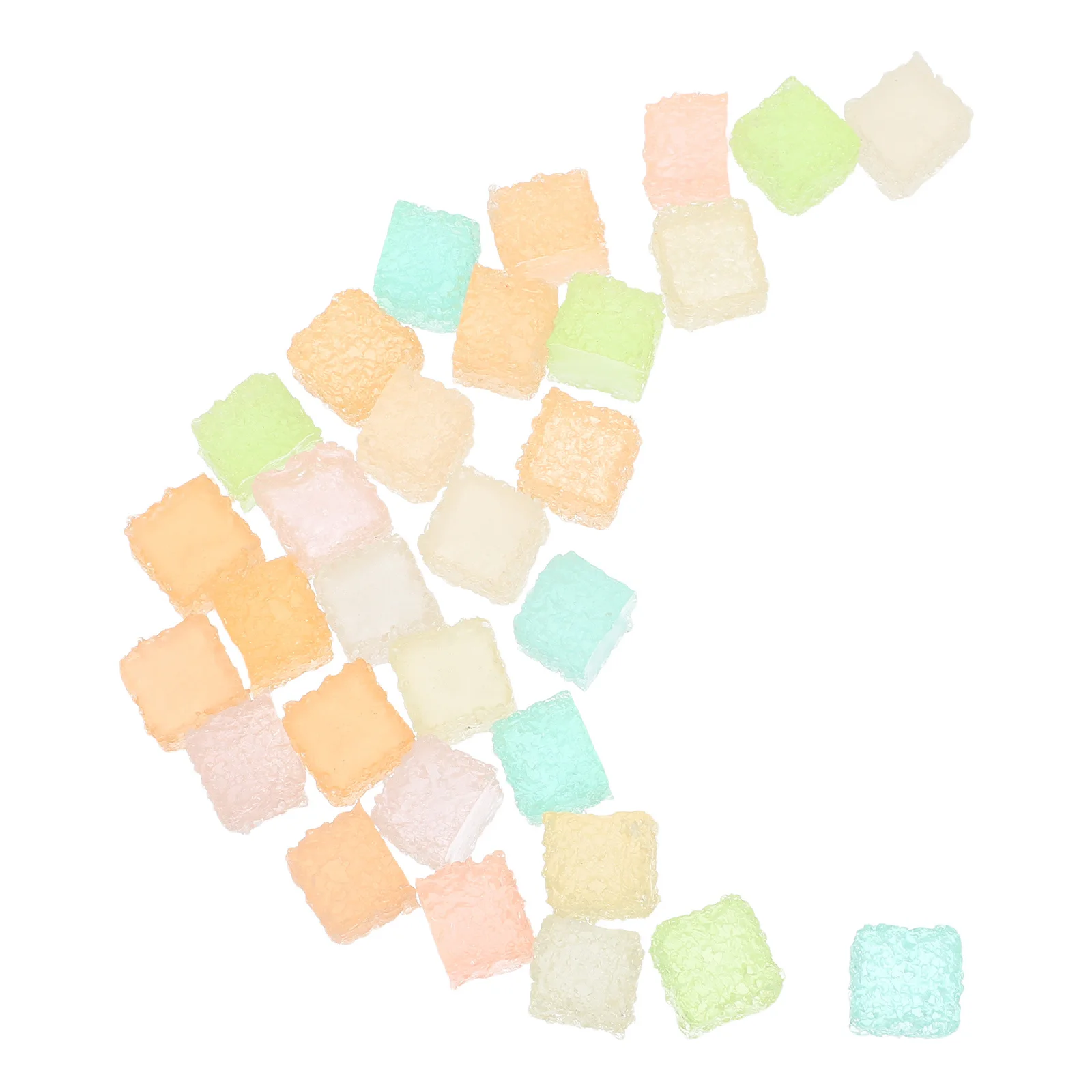 30pcs Simulated Noctilucence Cube Sugar Decor Mixed Color Luminous Phone Case Candy Charms Diy Craft Mobile Accessories