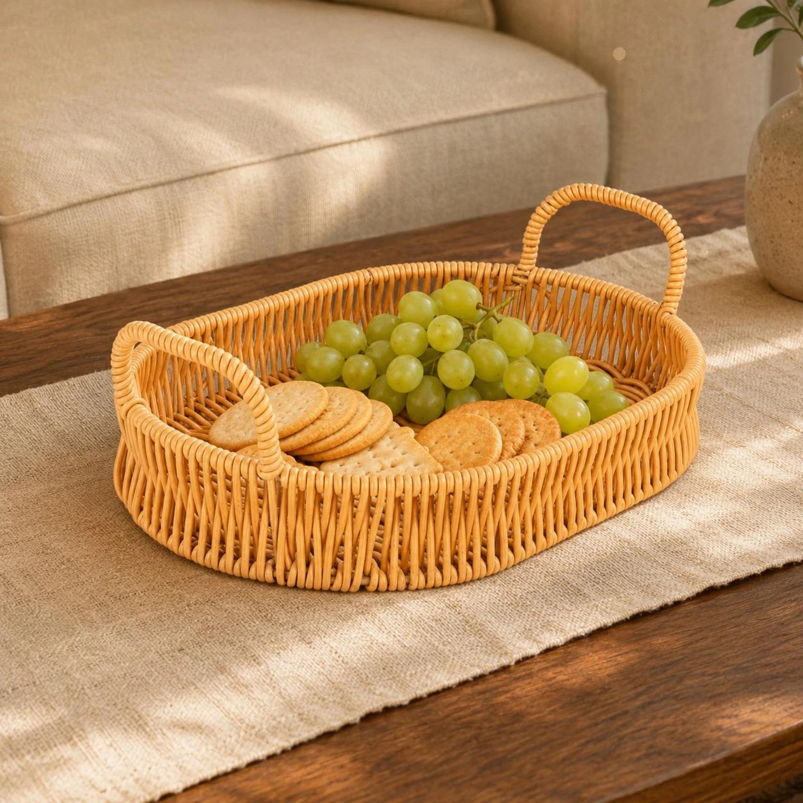 ถาดเสิร์ฟแบบสาน หูหิ้วแบบวงกลม - Rattan Tray Handle บทวิจารณ์และราคา