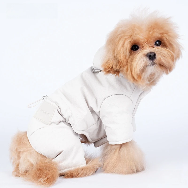 Small Dog Clothes Autumn And Winter Four Legs Cotton Clothes Teddy Dog Coat Can Be Pulled To Wear Thick Pet Clothes