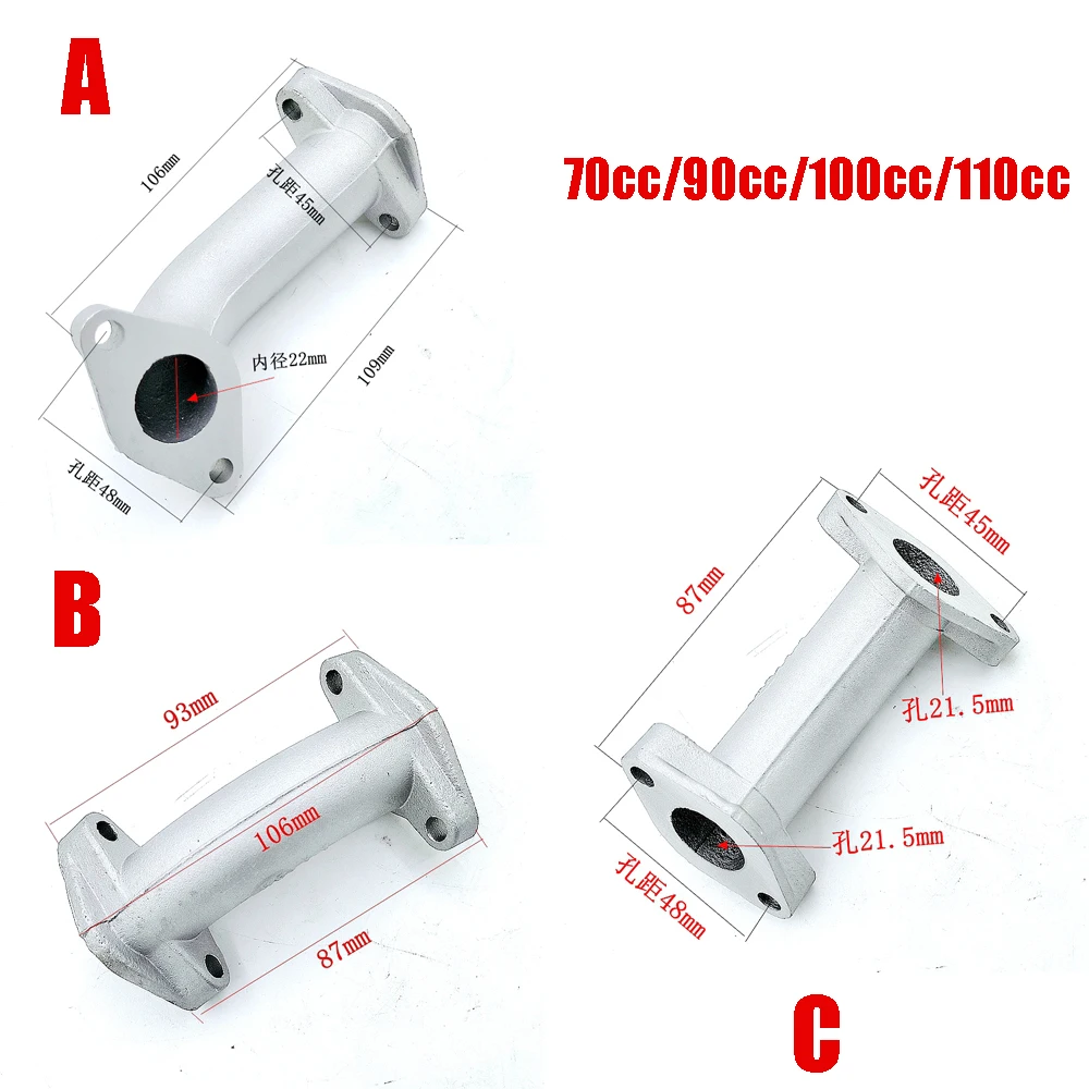 

Motorbike Carburetor Manifold forJialing Honda Loncin Zongsheng Lifan Dayun JH DY LF 70cc 90cc 100cc 110cc Gas Intake Connector