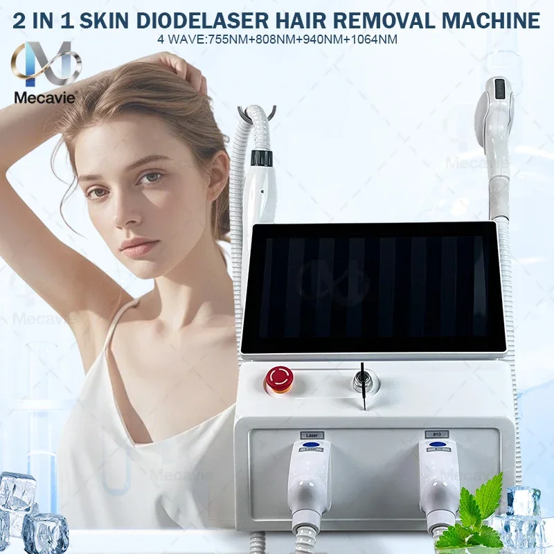 2 IN 1 Diode Laser 5000W ND YAG Picosecond Tattoo Hair Remover Removal Ice Titanium Technology Salon Home Use Beauty Equipment